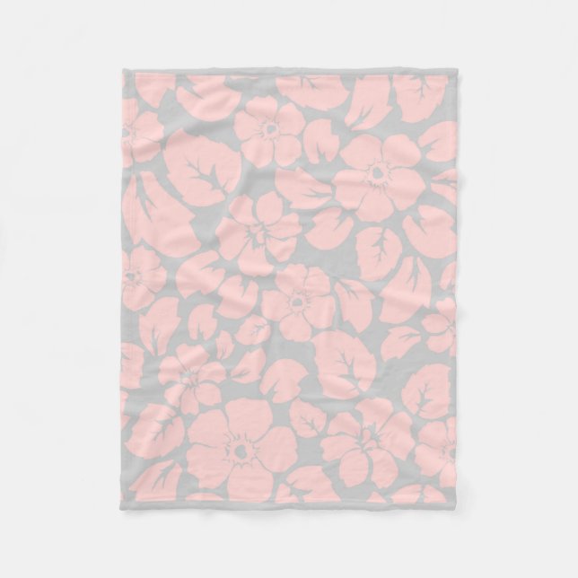 Couverture Polaire Floral rose et gris pastel (Devant)