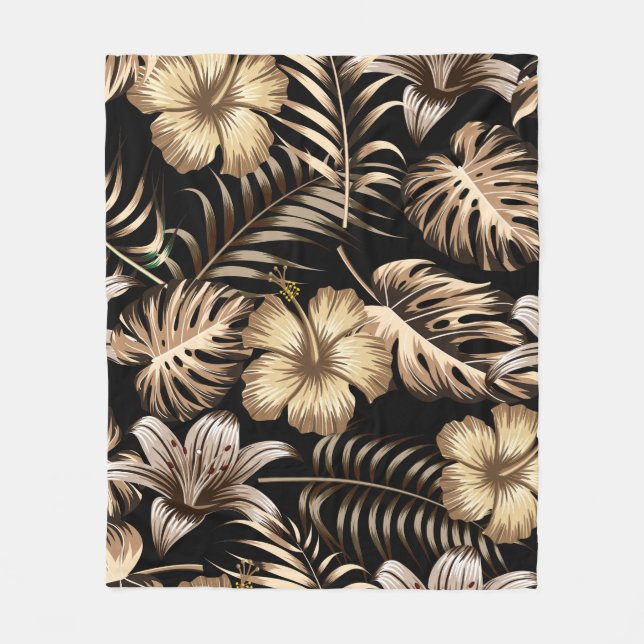 Couverture Polaire Floral seamless pattern with leaves. tropical back (Devant)