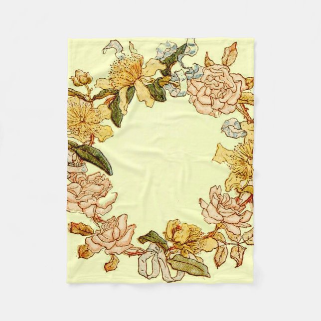Couverture Polaire Floral Spring Fleur de couronne rose Fleurs Art (Devant)