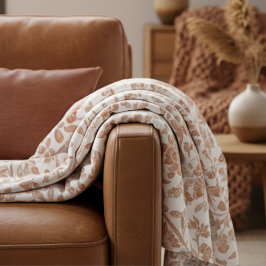 Couverture Polaire Floral Terracotta Toile Pattern