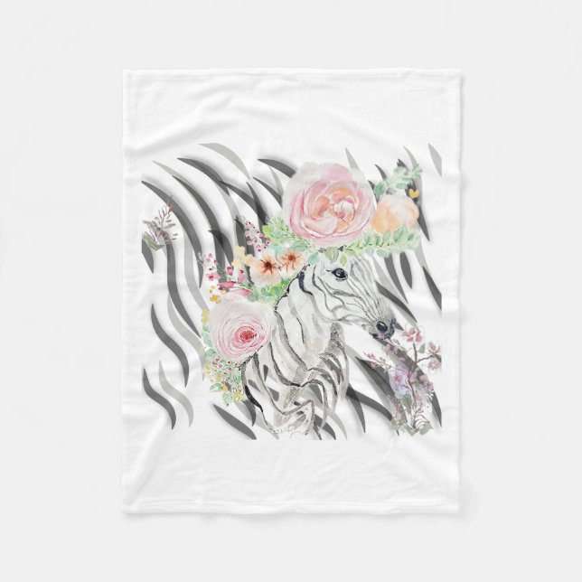 Couverture Polaire Floral Zebra Crown print Fleece Baby Blanket (Devant)