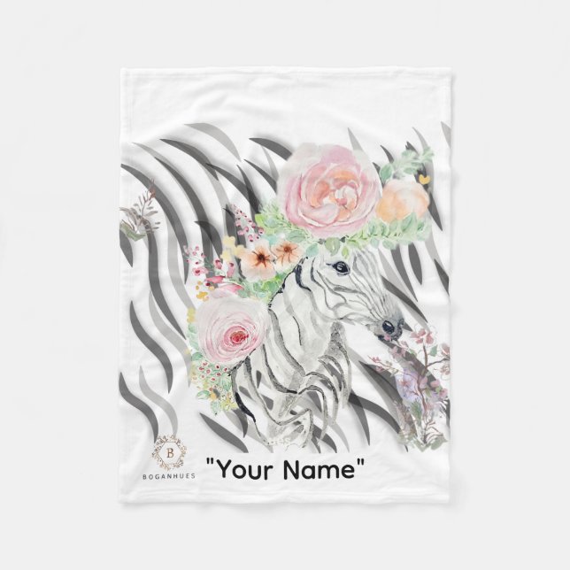 Couverture Polaire Floral Zebra Crown print Fleece Baby Blanket (Devant)