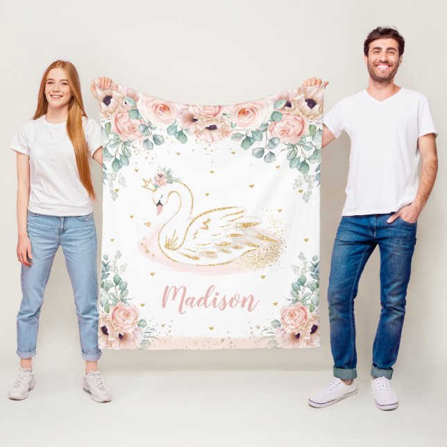 Couverture Polaire Flore de la Princess Blush Peach Chic Swan (En situation)