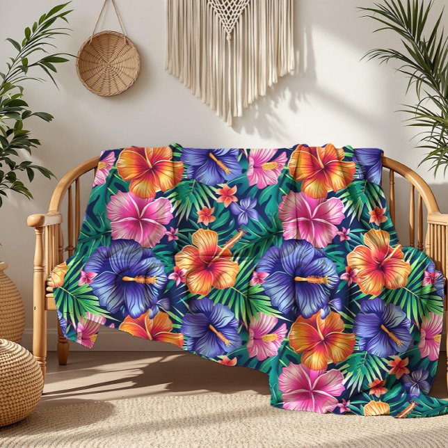 Couverture Polaire Flore tropicale vive (Créateur téléchargé)