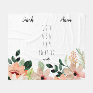 Couverture Polaire Flore Twin Girls Milestone Blanket