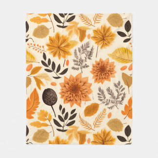 Couverture Polaire Flores d'automne dorées