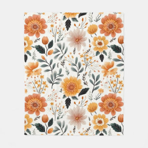 Couverture Polaire Flores d'or Motif floral d'automne