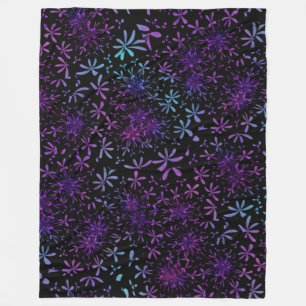 Couverture Polaire Flores pourpres de l'Aqua Retro