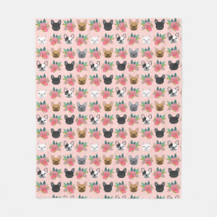 Couverture Polaire Flores roses de Bulldog en France