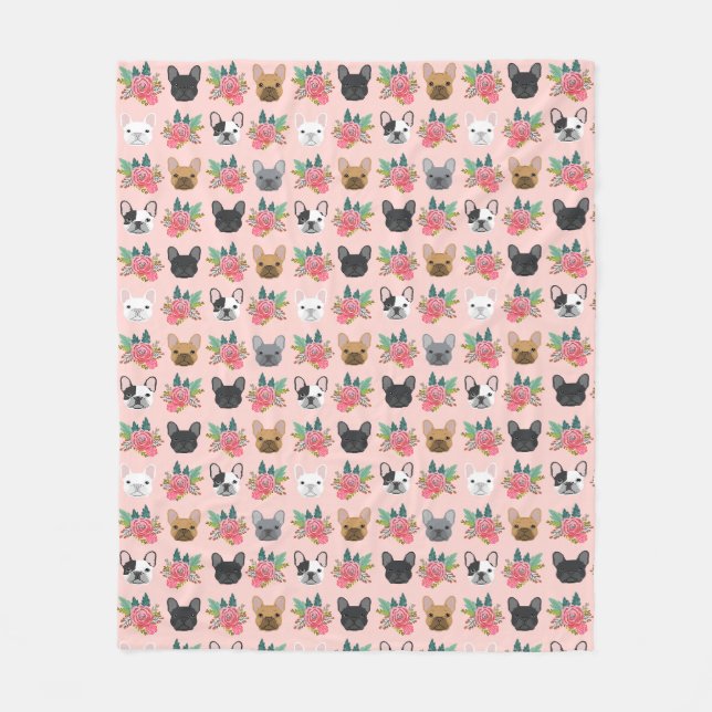 Couverture Polaire Flores roses de Bulldog en France (Devant)