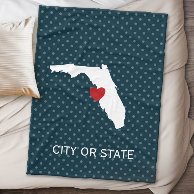 Couverture Polaire Florida Home State Map - Noms de mariage personnal (State Personalized Fleece Blanket)