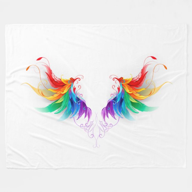 Couverture Polaire Fluffy Rainbow Wings (Devant (Horizontal))