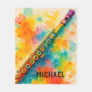 Couverture Polaire Flûte d'aquarelle vive personnalisée