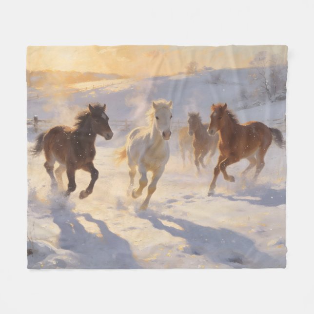 Couverture Polaire Foals at Play (Devant (Horizontal))