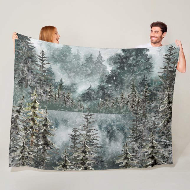 Couverture Polaire Foggy Mountain Woodland Froid Lake Sofa Cover (En situation)