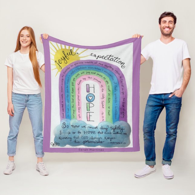 Couverture Polaire Foi chrétienne personnalisée Inspiration Rainbow (En situation)
