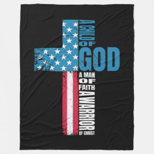 Couverture Polaire Foi Croix drapeau américain Christ Jésus