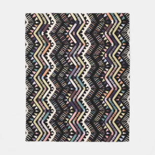 Couverture Polaire folklore géométrique d'Ikat, motif aztèque tribal.