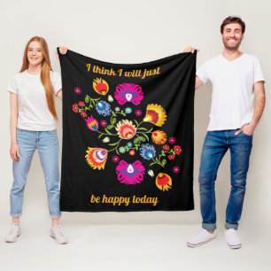 Couverture Polaire folklore polonais customisé avec fleurs roses