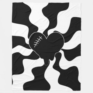 Couverture Polaire Fonte cardiaque en noir et blanc