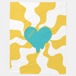 Couverture Polaire Fonte cardiaque - Turquoise et Jaune