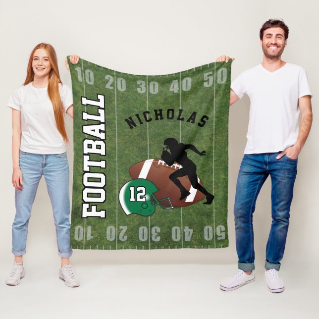 Couverture Polaire Football américain - casque vert-foncé (En situation)
