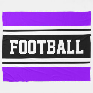 Couverture Polaire FOOTBALL brillant violet noir blanc rayures de cou