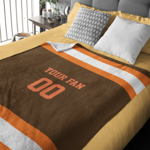 Couverture Polaire Football Brown, orange et blanc Personnalisé