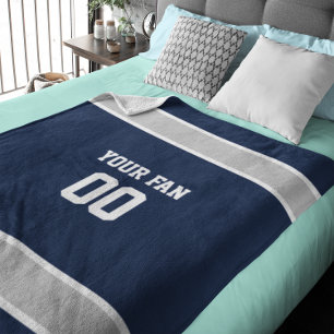 Couverture Polaire Football Navy, Argent & Blanc Personnalisé