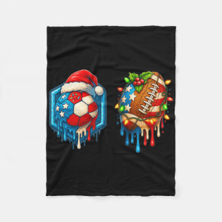 Couverture Polaire Football Noël Drip Drapeau États-Unis Crème Glacée