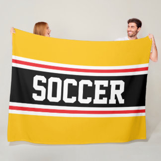 Couverture Polaire FOOTBALL Orange Doré Clair Rouge Noir Rayures