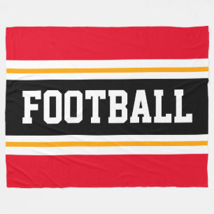 Couverture Polaire FOOTBALL Rayures Rouge Clair Noir Blanc