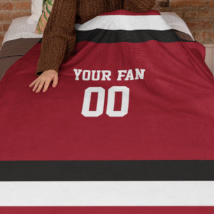 Couverture Polaire Football Rouge & Noir Personnalisé