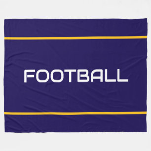 Couverture Polaire FOOTBALL Texte Blanc Bandes Jaune Orange Marine