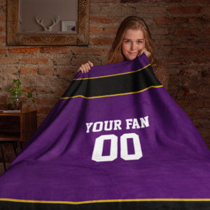 Couverture Polaire Football violet et noir Personnalisé