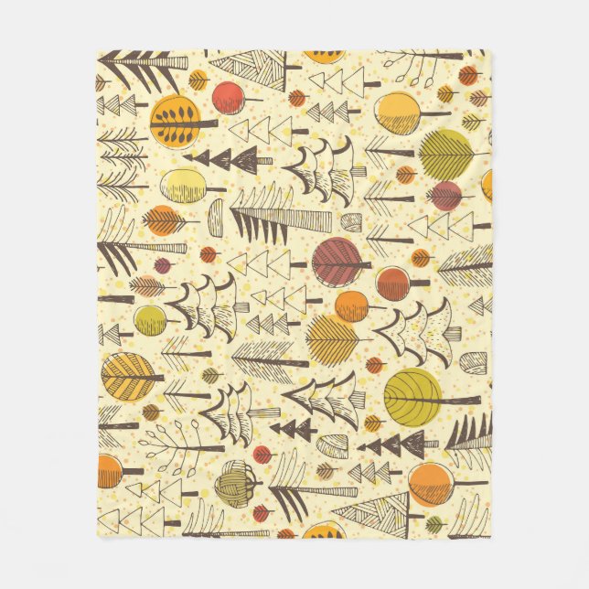 Couverture Polaire Forêt d'automne : Motif graphique transparent. (Devant)