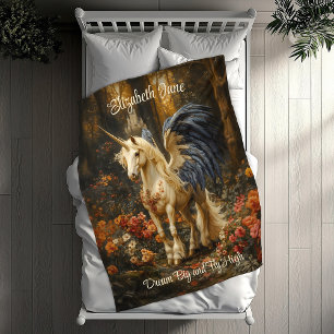 Couverture Polaire Forêt de contes de fées romantique Unicorne avec a