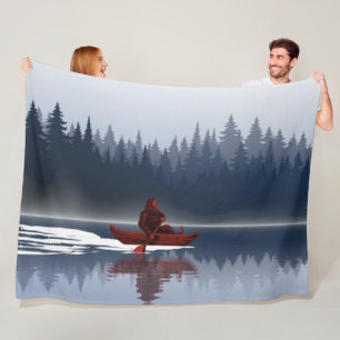 Couverture Polaire Forêt de pins sauvages du lac Bigfoot Canoë
