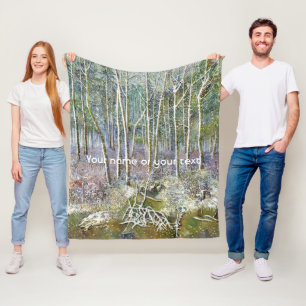 Couverture Polaire forêt d'hiver peinture aquarelle