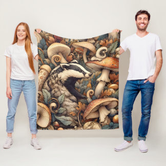 Couverture Polaire Forêt Nature Couleurs Champignons Badger Whimsical