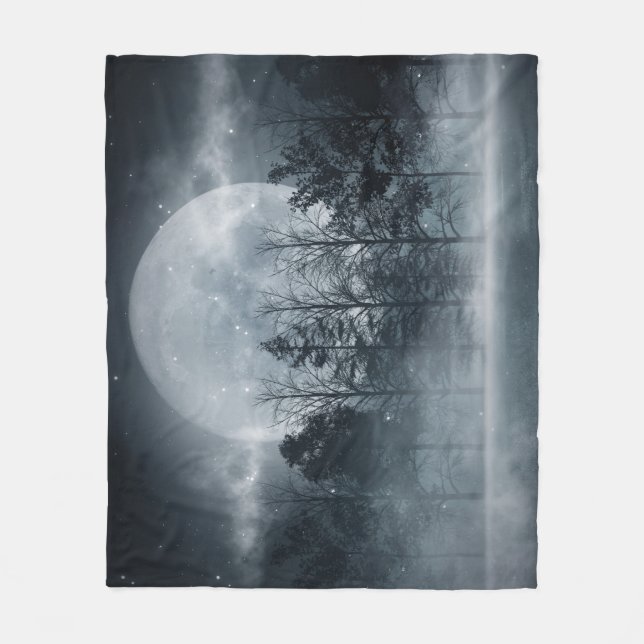 Couverture Polaire Forêt sombre : Scène lune (Devant)
