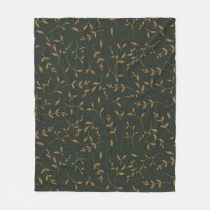 Couverture Polaire Forêt verte à motif de feuilles d'or lunatique