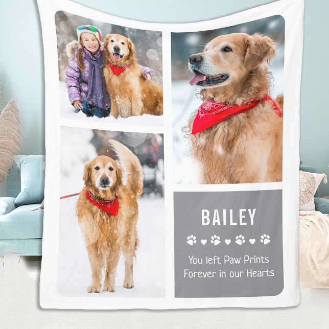 Couverture Polaire Forever in our Hearts Pet Memorial Photo Collage (Créateur téléchargé)