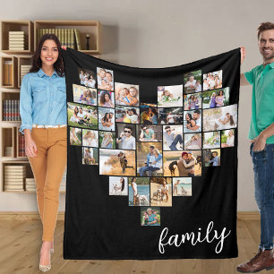 Couverture Polaire Forme cardiaque 36 Collage photo Script de famille