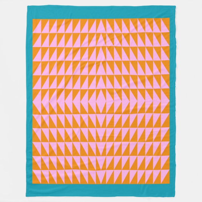 Couverture Polaire Forme géométrique Motif rose orange turquoise (Devant)