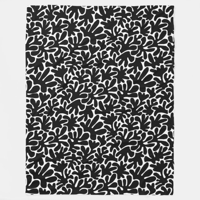 Couverture Polaire Formes biologiques Abstrait 240822 - Noir (Devant)