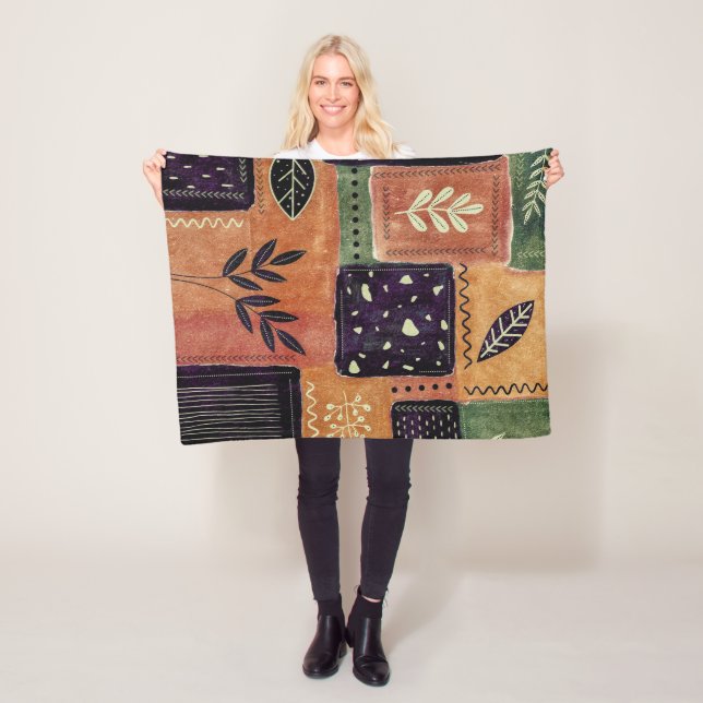 Couverture Polaire Formes et Feuilles de cercles géométriques Abstrai (En situation)