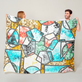 Couverture Polaire Formes géométriques avec étranges textures blanche