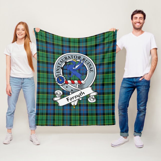 Couverture Polaire Forsyth Ancien Clan Badge Tartan Plaid (En situation)