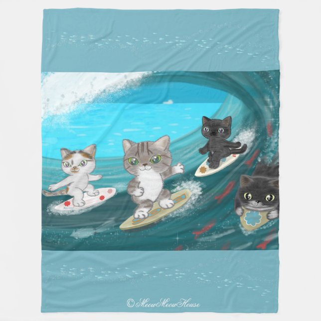 Couverture Polaire Four Surfing Cats in Izu (Devant)